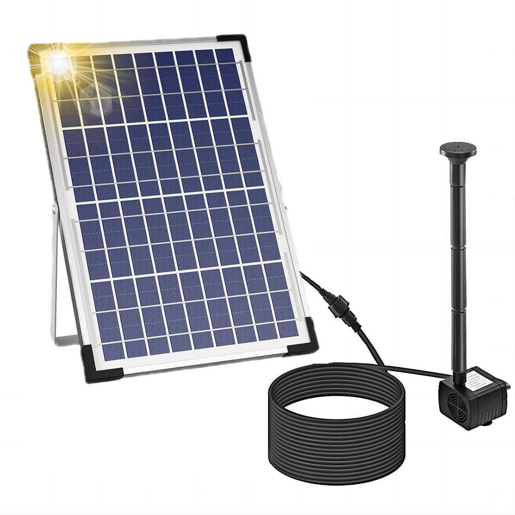 10W Solar Fountain Pump with Large Solar Panel 3 Nozzles Max. Water Height 100cm for Bird Bath Fish