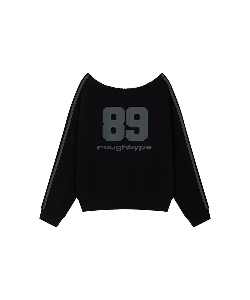 ROUGHTYPE Trackline Off-Shoulder Sweatshirt - Black