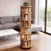 Bibliotecă și Raft de Depozitare din Lemn Masiv Rotativ 360° pentru Copii, Montabil pe Podea și Perete, Colțar și Dulap Îngust.