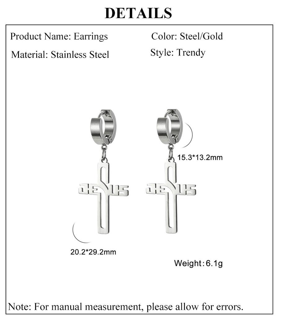Cazador Punk Jesus Cross Drop Earrings for Men Women Christian Religious Stainless Steel Earrings Jewelry Mother's Day Gift