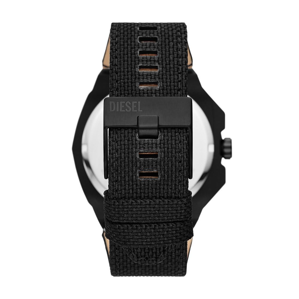Diesel Men's Watch, 3-Hand Movement, 51mm Multi Nylon Case with Silicone Strap, DZ1989, black, 51mm