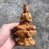 Buddha Holz Kannon Bodhisattva Holzschnitzerei Kannon Bodhisattva Natürliche Felseneiche Holz Kannon Feng Gut Böses Abwehren 15cm x Breite 8cm x Tiefe