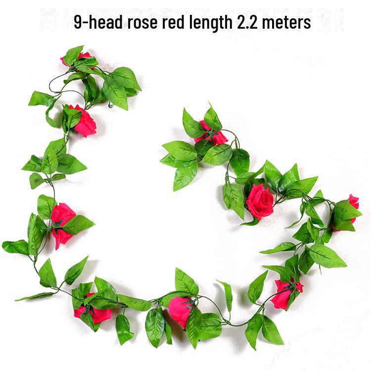 Silk and Plastic Roses Decorative Vines - Artificial Flowers for Weddings, Living Rooms, Home Ceilings, and Rattan Decor.