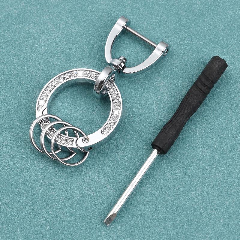 Rhinestone Car Keychain with Anti-Lost Number Plate – Stylish Key Pendant for Men and Women