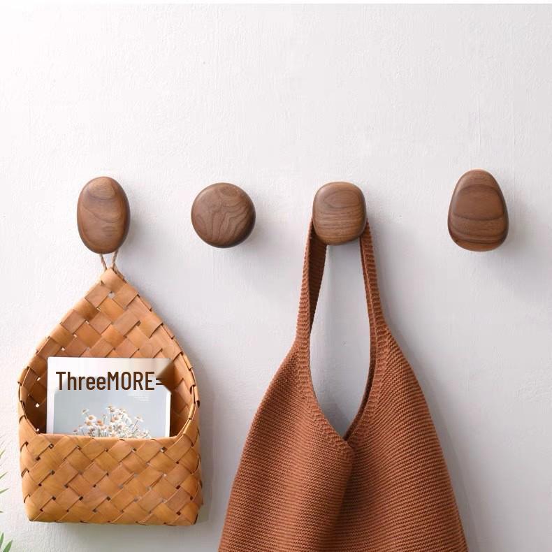 Nordycki Haczyk bez wiercenia z drewna orzechowego: Wieszak na ubrania i kapelusze za drzwiami