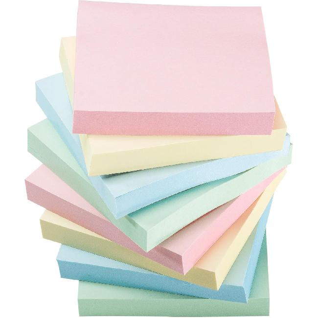 Sticky Notes Self-Stick Notes - 12 Pads/Pack 100 Sheets/Pad - 3 in x 3 inches - Adhesive Notes - Assorted, (Pastel)