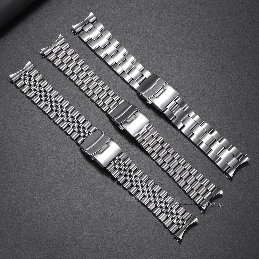 Luxury Solid Stainless Steel Band for Seiko Skx007 Skx009 Curved End Bracelet for Jubilee for Oyster Men Business Watch Strap