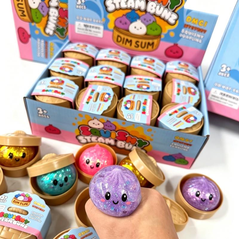 Glitter Dumpling Squishy Maltose Series Sensory Squeeze Toy With Box For Stress Relief Random Color Soft Plush Toys For Kids And