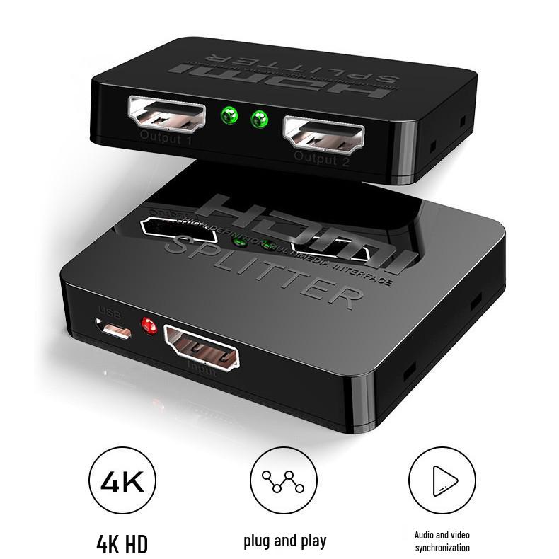 4K Dual-Screen HDMI Splitter - Mini HDMI Input, Two Outputs for Simultaneous Display