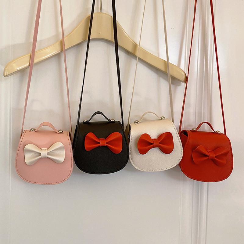 Candy Color Mini Girl Shoulder Bag With Butterfly Bow For Daily Use