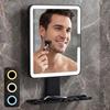 Verlichte Douche Scheerspiegel Zonder Condens met Verwarming, 1000mAh Oplaadbaar, Anti-Condens LED Spiegel voor Badkamer, Afneembare Scheerapparaathouder, Sterke Zuignap