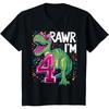 4 Jahre alter T-Rex Dinosaurier 4. Geburtstag Mädchen T-Shirt