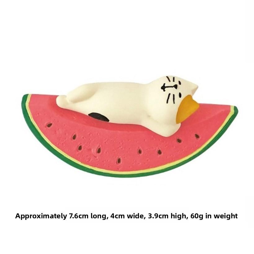 

Watermelon Cat Resin Figurine Summer Cool Decor For Home Office Shelf Display Watermelon Cat