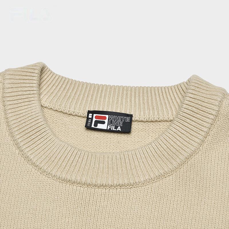 Fila Original F1911 Knit Sweater Vintage Fashion Comfortable Soft Pullover Round Neck Long Sleeve Sweatshirt Unisex Sweatshirt Khaki F51M449401F-DK