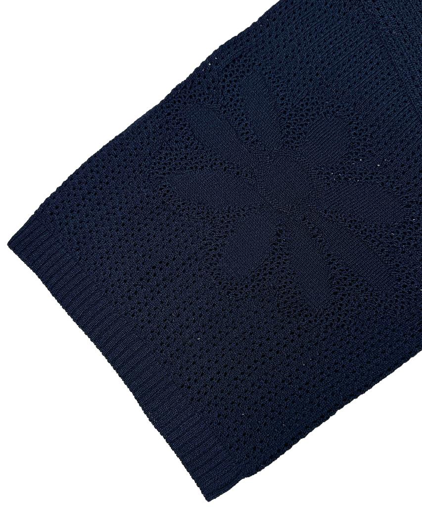 A MADE Viscose Flower Oversized Eyelet Knit (Navy)