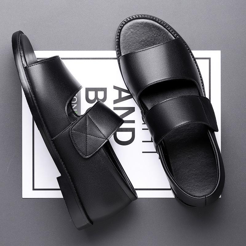 2025 Men s Non-slip Genuine Leather Sandals – Durable Casual Beach & Outdoor Wear 46