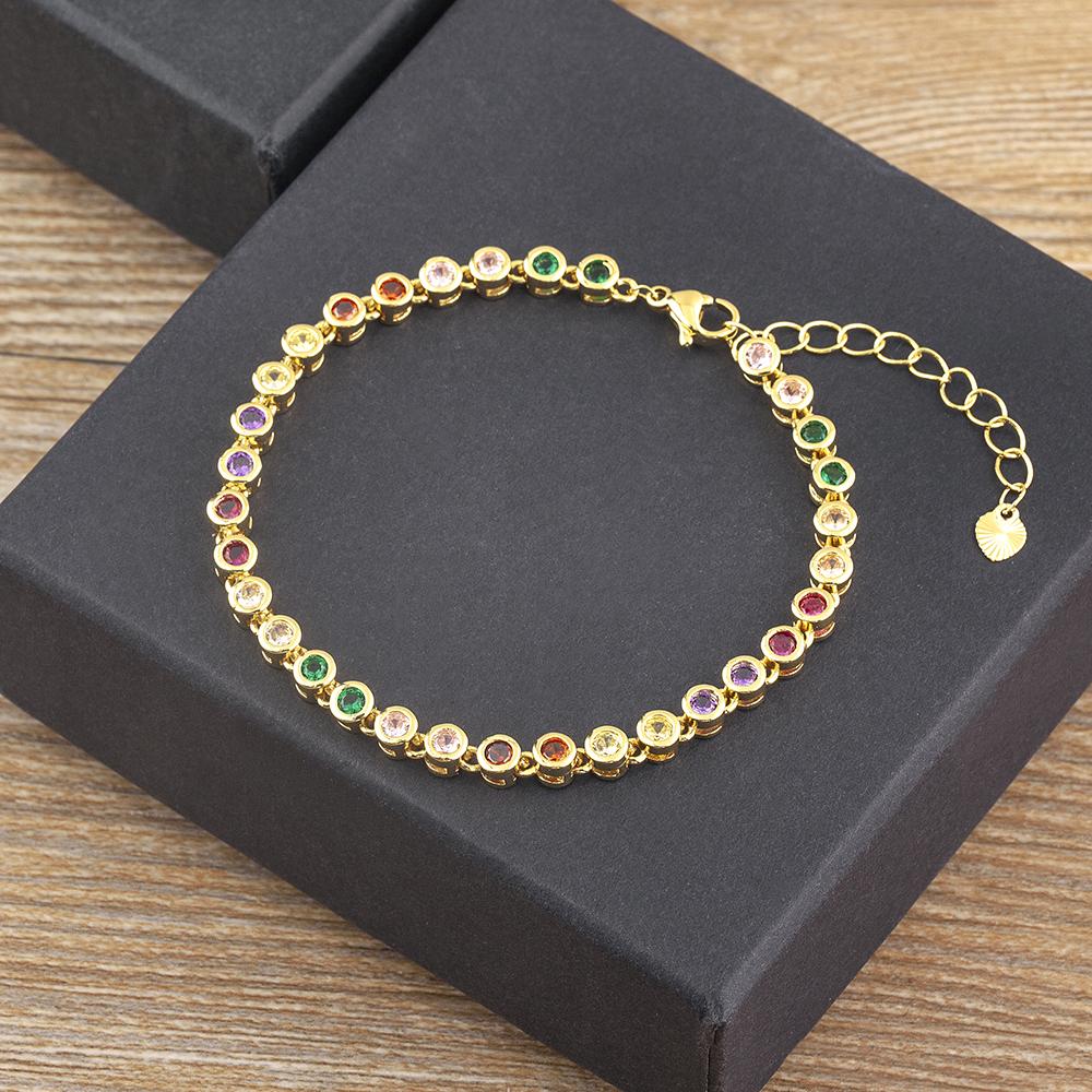 Nidin 6 Colors Shiny Crystal Bracelet For Women Rhinestone Zircon Charm Wrist Adjustable Bangles Girls Exquisite Jewelry Gift