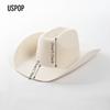 USPOP Chapeau de Cowboy 100% Laine Unisexe Chapeau Feutre à Large Bord Couleur Unie Style Fedora Classique Plusieurs Tailles S–XL Automne Hiver