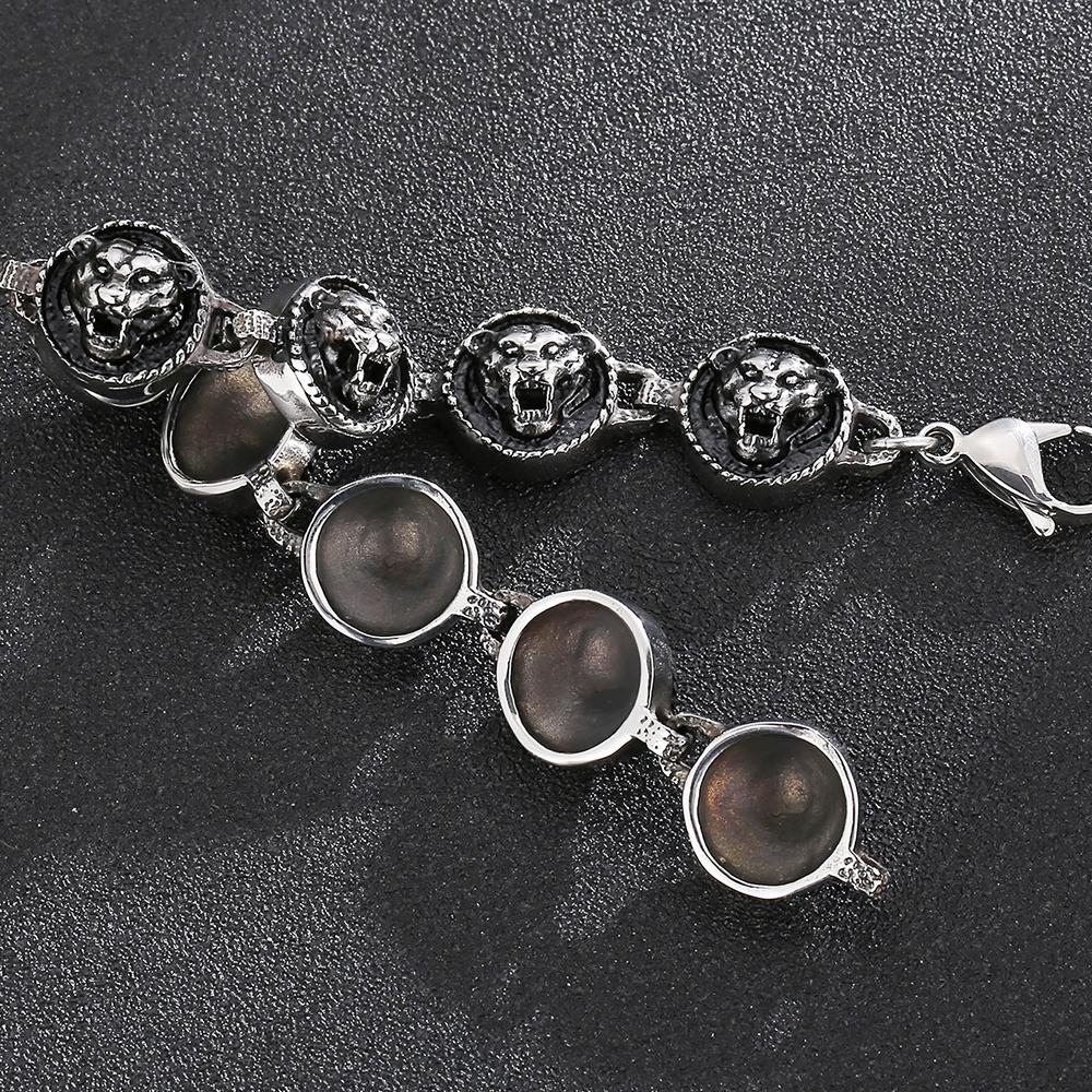 16 mm breites rundes Tigerkopf-Kettenarmband für Herren, Edelstahl, Herren-Charm-Armbänder, Schmuck