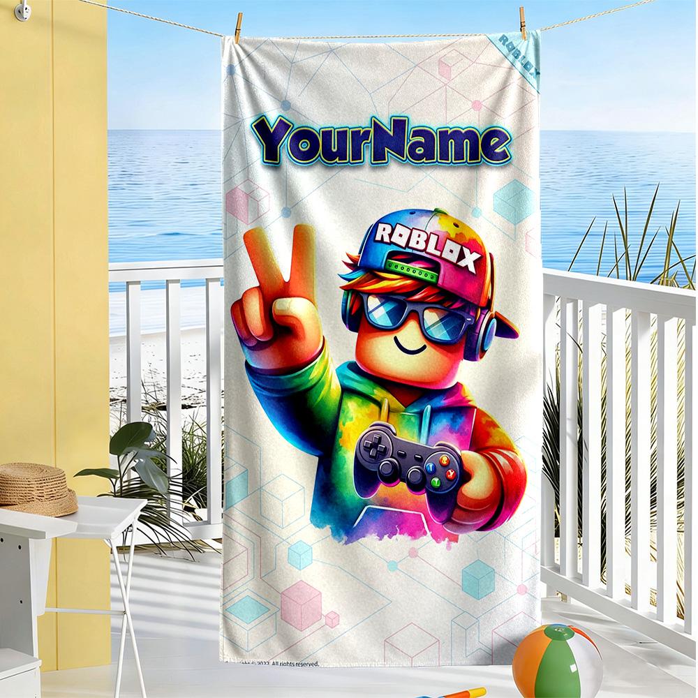 Roblox Customize Text Beach Towel High Absorbency & Quick-Dry Portable for SwimmingBeachCamping Travel Beach AccessoriesGym