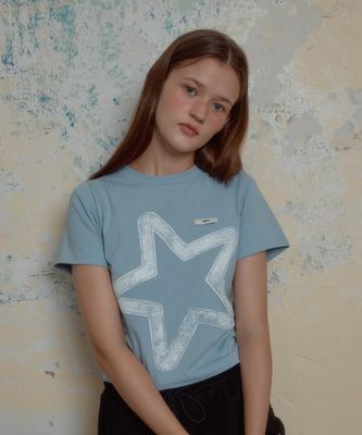Leteoli Star Printied T-Shirt_Sky Blue