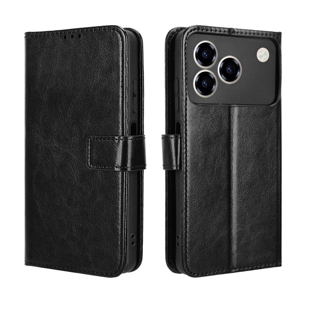 For ZTE Blade A76 4G PU Leather Case with Strap Crazy Horse Texture Phone Wallet Cover