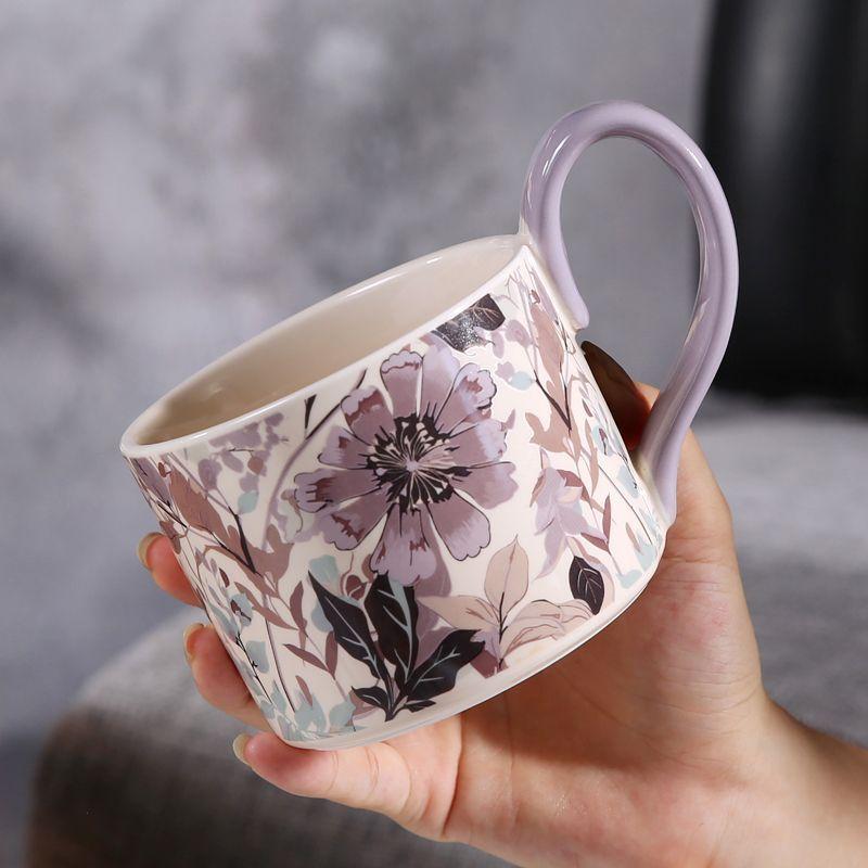 Mug Office Cup Household Ceramic Coffee Cup Creative Drinking Water Cup High Looking Tea Cup Women's Creative Gift