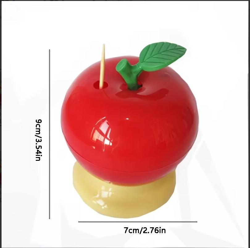 Press Type Toothpick Holder Apple Shape Automatic Toothpick Dispenser Compact Design Kitchen Table Accessory Durable Plastic Material