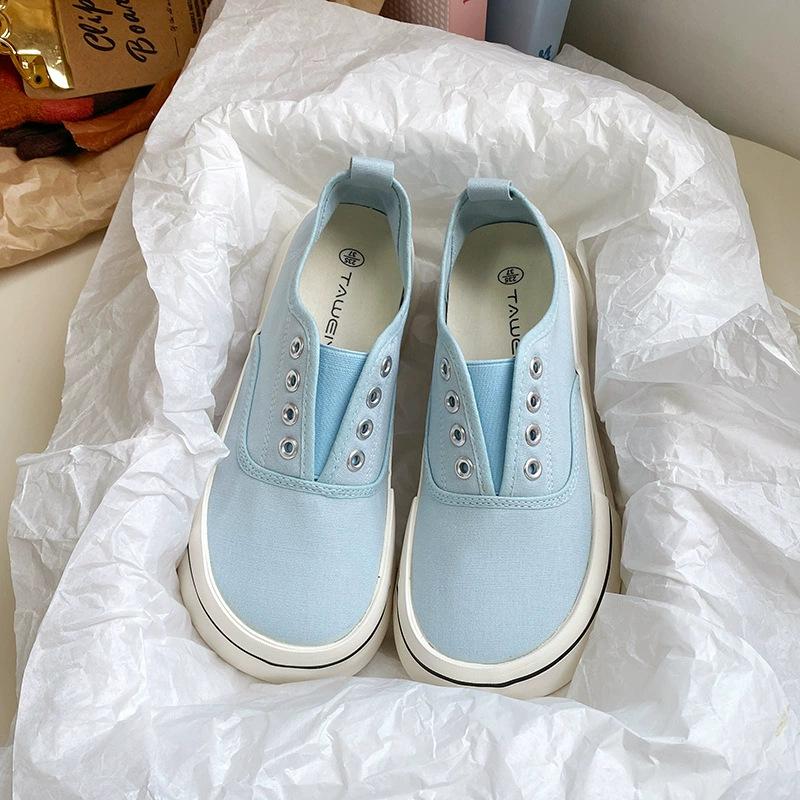 Fashion Autumn Women's Canvas Sneakers Thick Bottom Casual Sports Shoes Comfortable Non Slip Fashion Round Toe Platform Zapatos Mujer