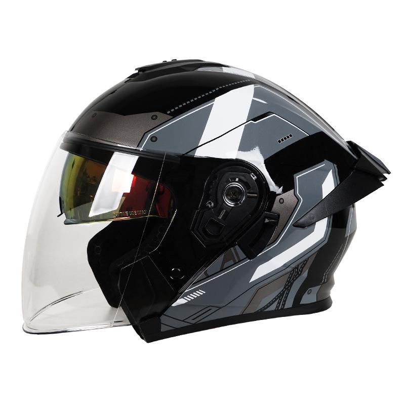 3C Certified Dual Lens Motorcycle Helmet for All Seasons – Unisex, Half and Full Face Options for Winter Riding