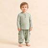 Bio-Baumwolle Baby Junge Kleidung Einfarbige Rundhals-T-Shirt + Hose Frühling Sommer Kinderkleidung Set
