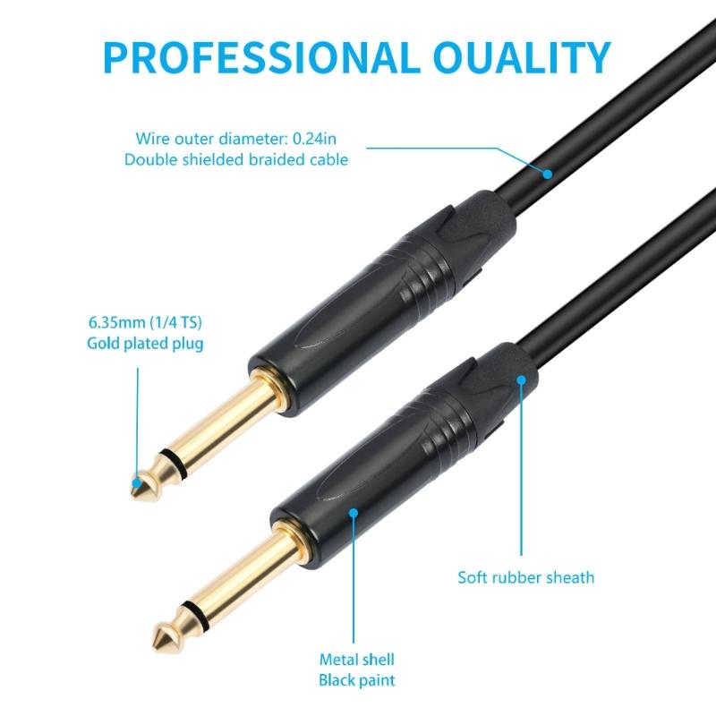 Professional 1/4Inch Instrument Cable For Electric Guitar To Mixing Consoles PVC Instrument Wire Electric Guitar Cable
