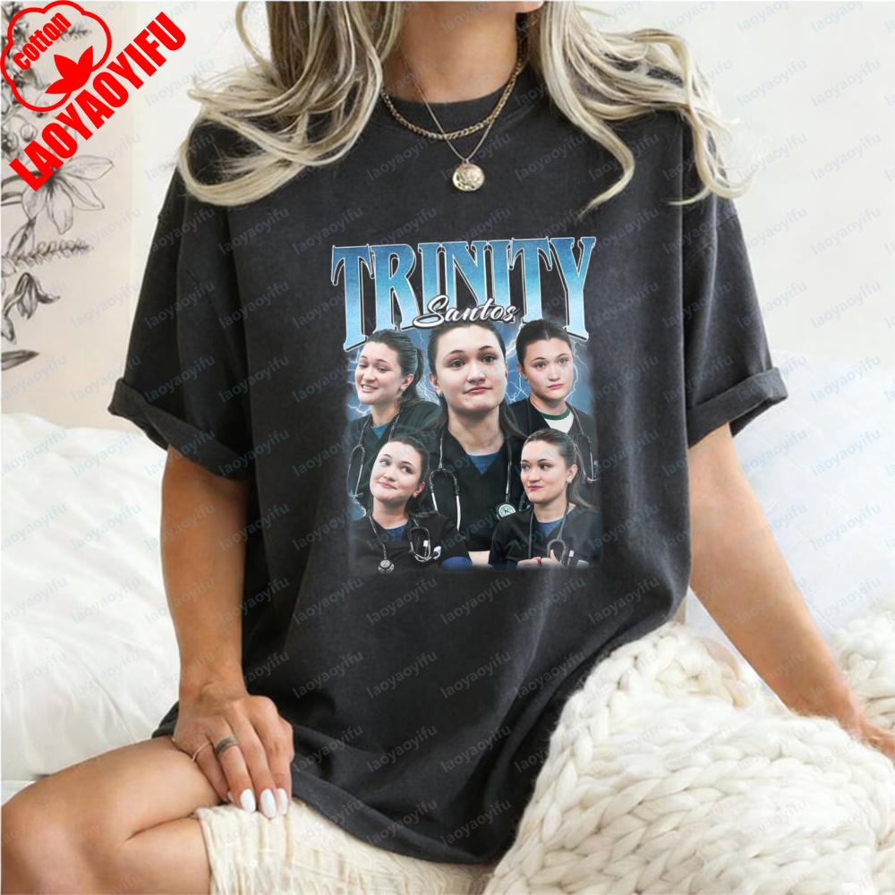 Trinity Santos TShirt for Women The Pitt Vintage Y2K Casual Cotton Tee Trend Medical Drama Fan Graphic Doctor TV Character Tops
