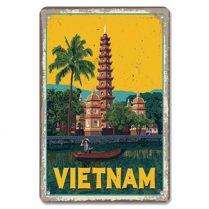 Famous City Landscape Posters Vintage Metal Signs Budapest Malta Sydney Tin Plate Retro Home Wall Art Decor Room Decoration