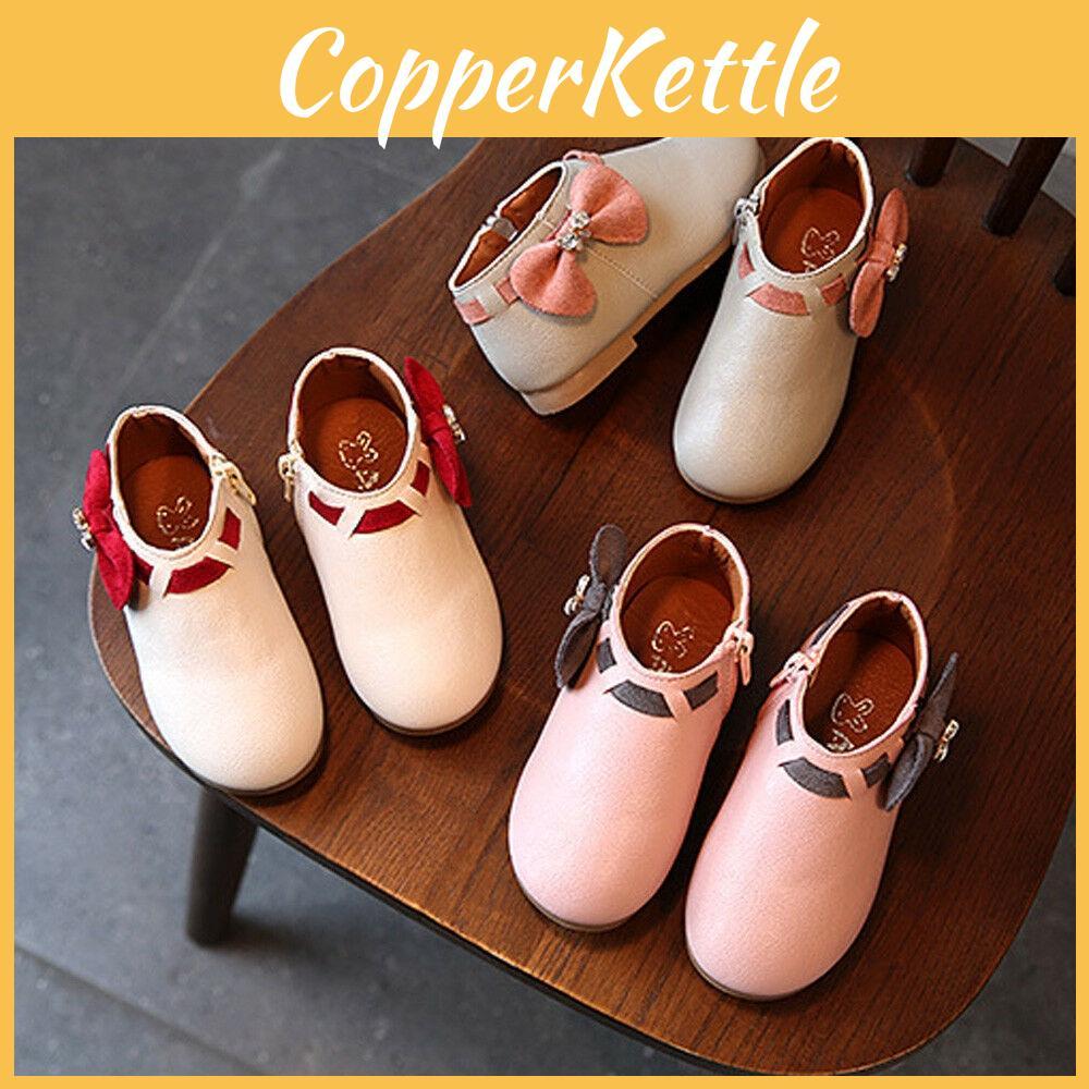 Charming Toddler Baby Girl Leather Moccasins With Bowknot And Zipper Design
