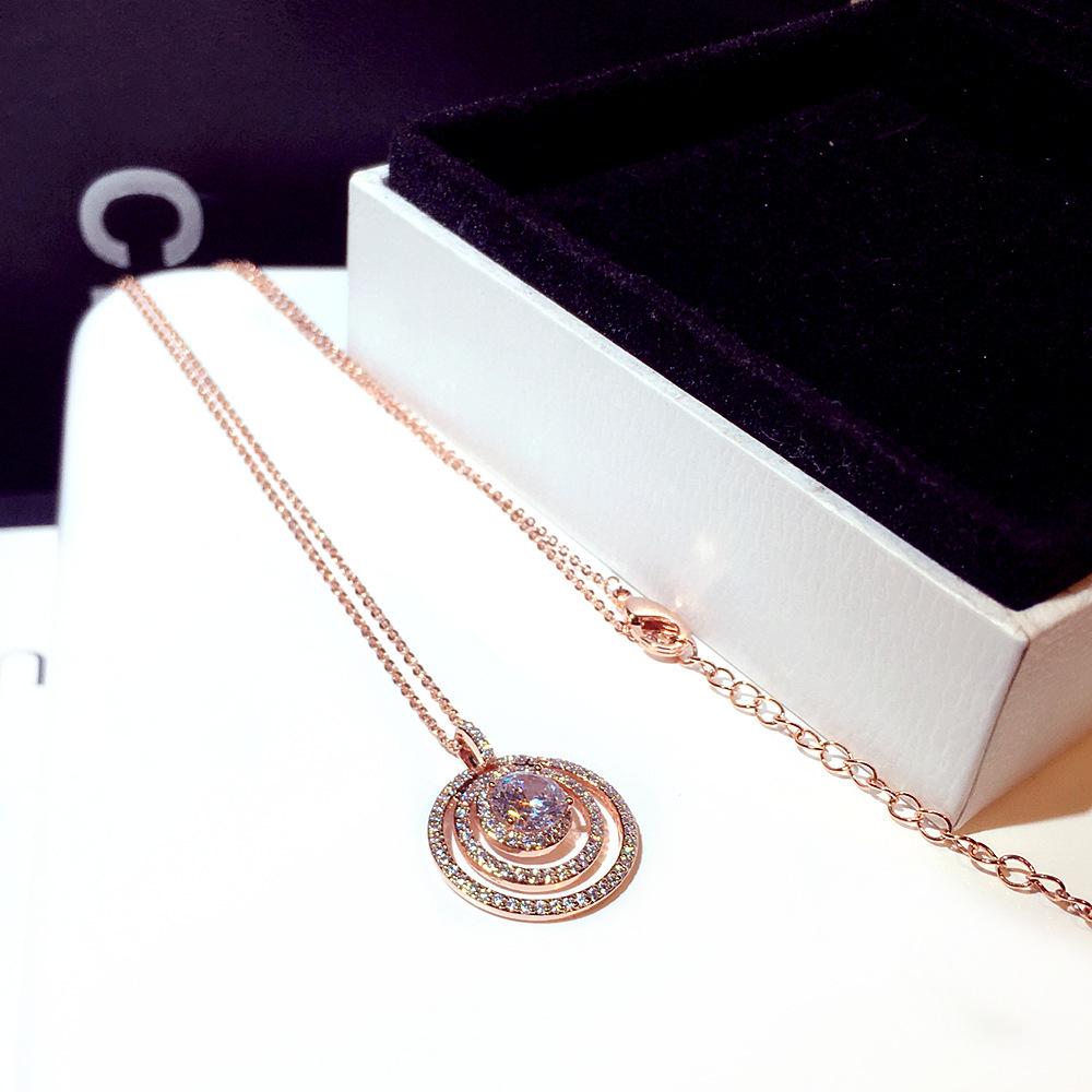 Colar Curto da Moda Japonês e Coreano Tendência Exquisito Super Brilhante Diamante Redondo Temperamento Clavícula