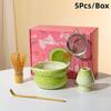 5Pcs Pink Japanese Style Matcha Making Kit Ceramic Matcha Bowl Cute Tea Cup With Spout Complete Tea Brewing Matcha Tea Set