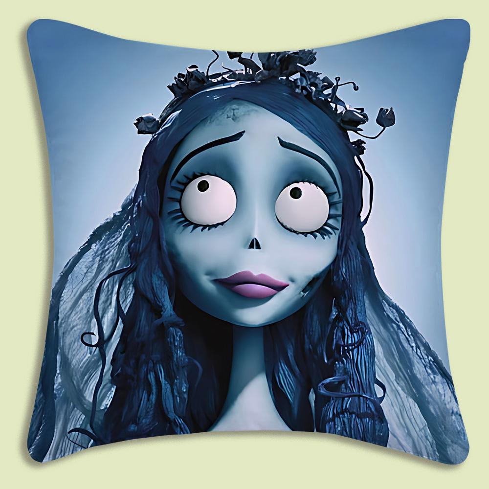 C-Corpse Bride Cartoon Anime Pillow Covers Cartoon Sofa Decorative Home Double-Sided Printing Short Plush Cute Cushion Cover