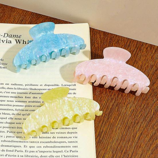 Hair Claw No Slipping Acetate Sheet Strong Grip Medium Size Back Head Hair Clip Large Arc Design Shark Hair Claw Versatile Hair