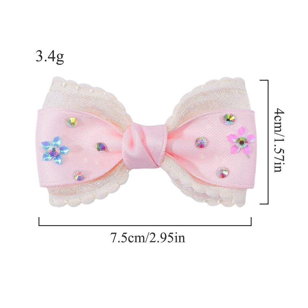 2Pcs New Children's Bow Hairpin Shiny Hairpin With Diamonds Headdress Hair Clips Sweet Girls Princess Hair Accessories