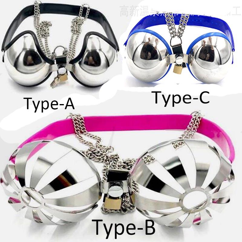 New 3 Colors Stainless Steel Women Adjustable Chastity Bra Lock Female Chastity Device Breast Protection Roleplay Sex Toys