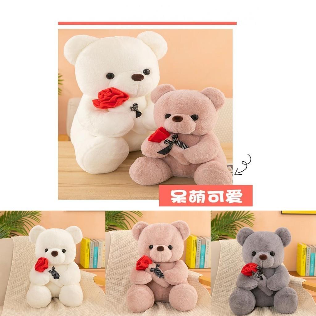 Cute Cartoon Rose Teddy Bear Plush Toy Doll Pillow Wholesale Factory Supplier
