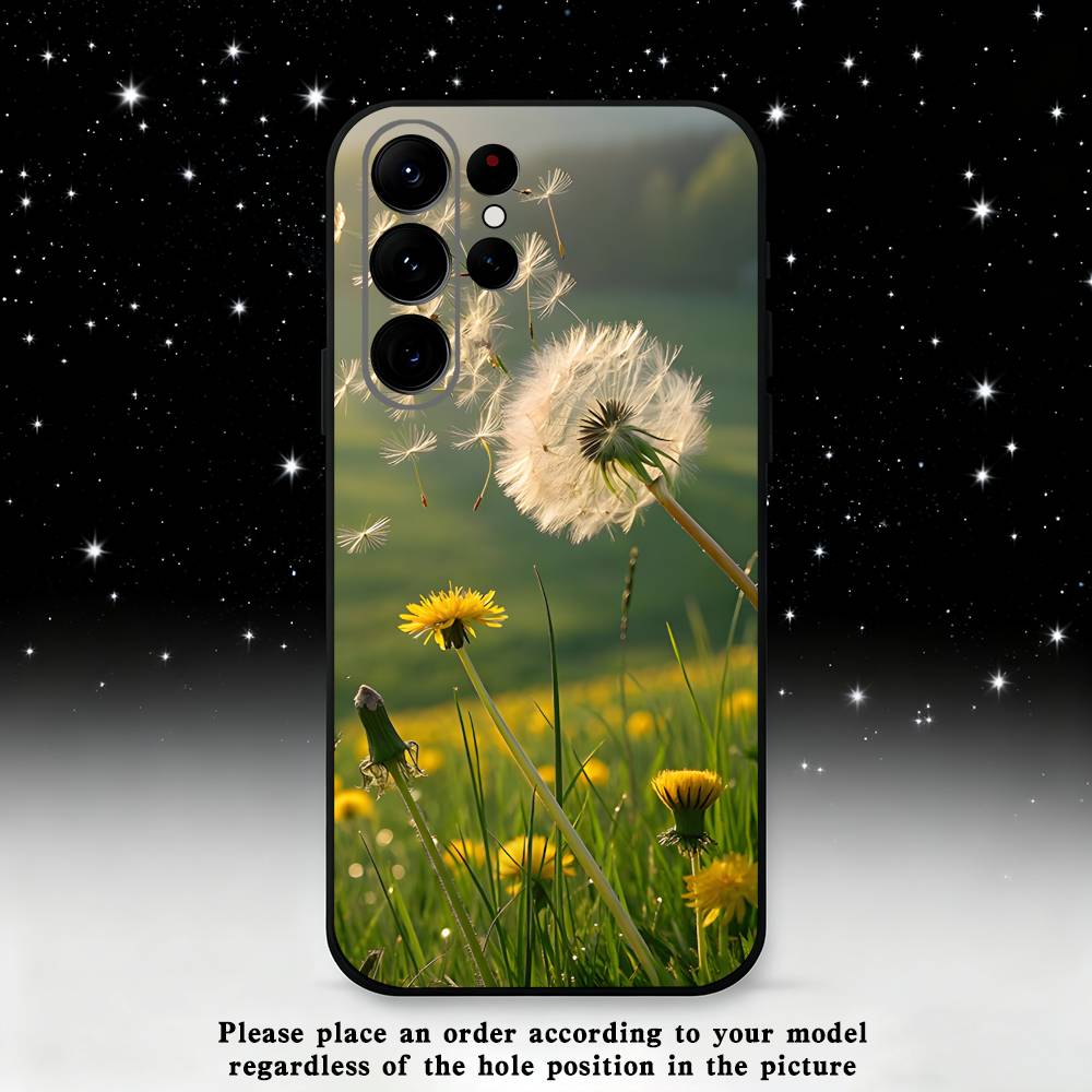 Dandelion Art Phone Case For Samsung S25,S24,S21,S22,S23,S30,Ultra,S20,Plus,Fe,Lite,Note,10,9,5G Black Cover