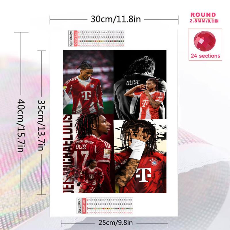 Michael Olise Soccer Star 100% Round Full Drill 5D DIY Diamond Painting Embroidery Cross Stitch Rhinestone Decor
