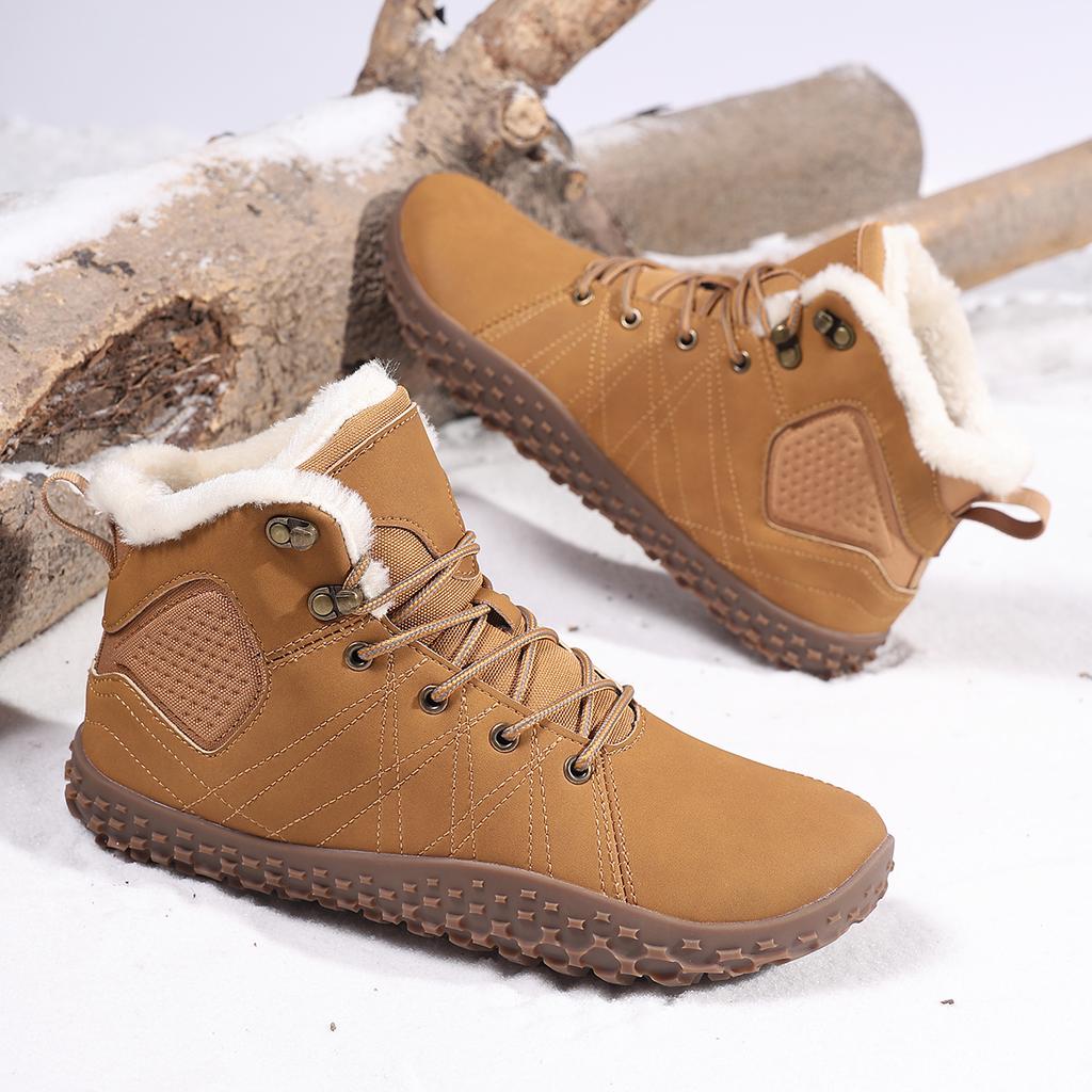 TUINANLE Winter Barefoot Boots Men Winter Sneakers Ankle Snow Shoes Plush Hiking Boots Warm Sporting Shoes Big Size 48Black
