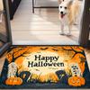 1pc Flannel Halloween Pumpkin Tombstone Bat Pattern Door Mat, Indoor Anti-Slip Carpet, Machine Washable And Fade-Proof, Soft And Comfortable, Suitable