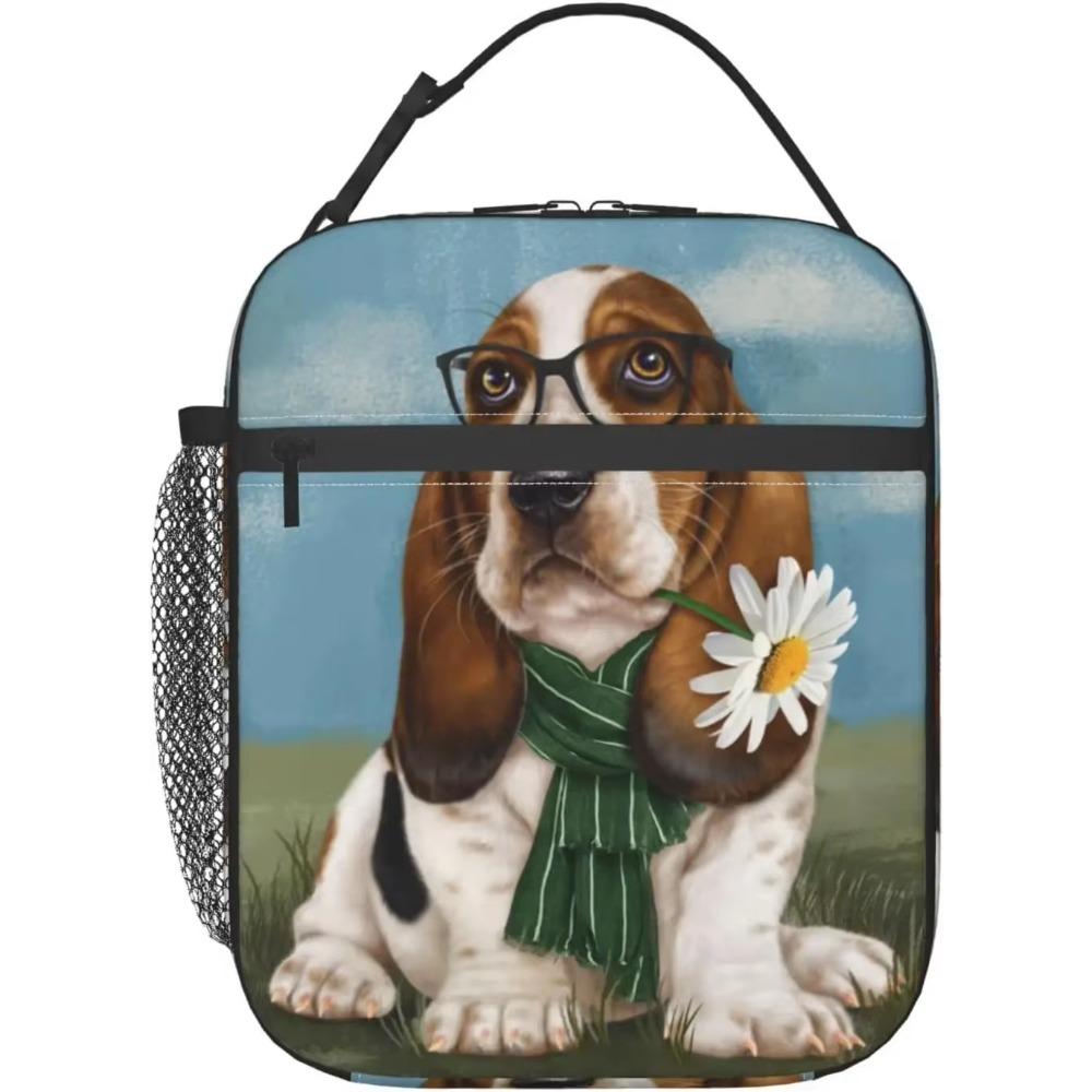 

Милый ланч-бокс с мультяшной собакой сиба-ину, многоразовая сумка для ланча с плечевым ремнем для женщин, мужчин, девочек, мальчиков, сумка-тоут для еды 26x21x11CM зелёный