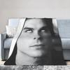 Damon Salvatore The Vampire Diaries Blanket Fleece Decoration Ian Somerhalder Thin Throw Blankets for Outdoor Plush Thin Quilt