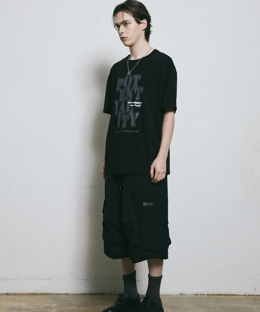BUNKERBUSTER Grunge Lettering Print Short Sleeve T-Shirt Mq7Tu426_Black