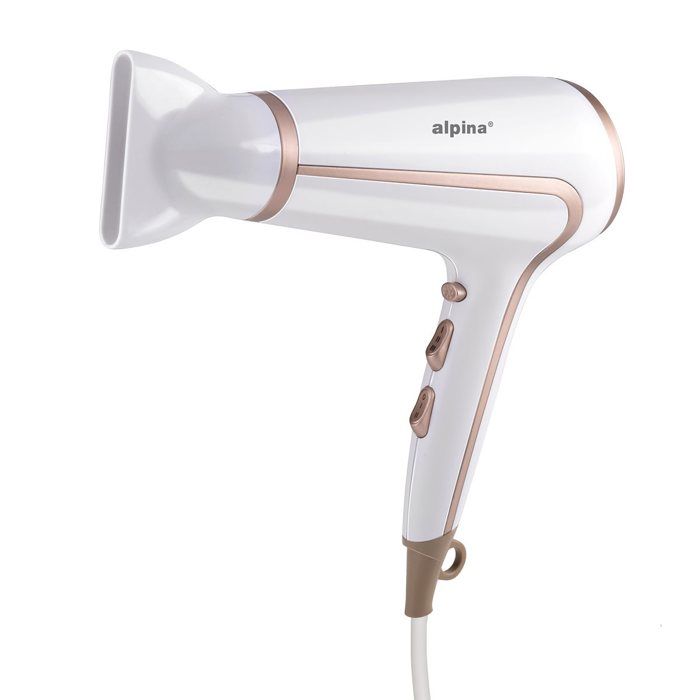 Sèche-cheveux - ALPINA - ED-88324 - 1600-2000W - Ioniseur D'air - Blanc/or Rose